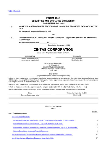Thumbnail Cintas 10-Q Quarterly Report FY 