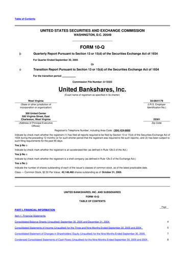 Vorschaubild United Bankshares 10-Q Quartalsbericht  