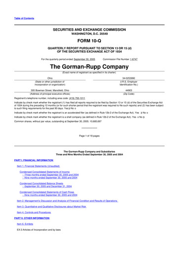 Vorschaubild Gorman-Rupp 10-Q Quartalsbericht  