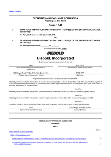 Thumbnail Diebold Nixdorf
 10-Q Quarterly Report FY 