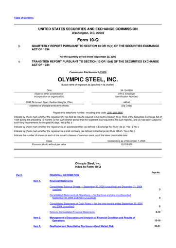 Thumbnail Olympic Steel
 10-Q Quarterly Report FY 