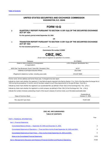 Thumbnail CBIZ 10-Q Quarterly Report FY 