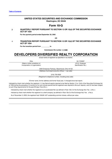 Thumbnail SITE Centers
 10-Q Quarterly Report FY 