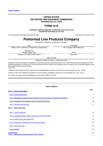 Thumbnail Preformed Line Products 10-Q Quarterly Report FY 