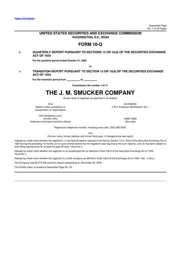 Thumbnail J.M. Smucker Company 10-Q Quarterly Report FY 
