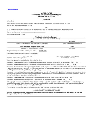 Miniature ScottsMiracle-Gro 10-K Rapport annuel 