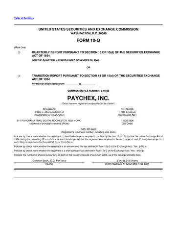 Vorschaubild Paychex 10-Q Quartalsbericht  