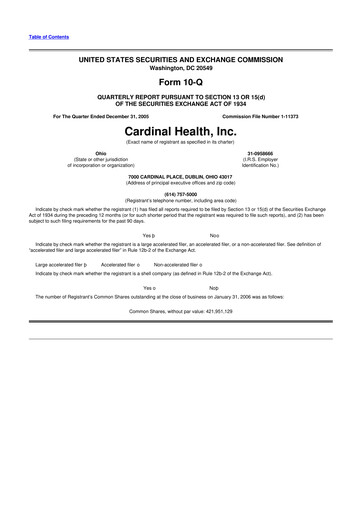 Thumbnail Cardinal Health 10-Q Quarterly Report FY 