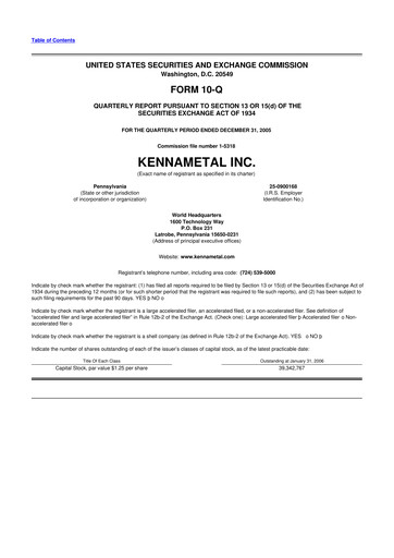 Vorschaubild Kennametal 10-Q Quartalsbericht  