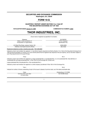 Thumbnail Thor Industries
 10-Q Quarterly Report FY 