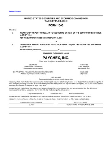 Vorschaubild Paychex 10-Q Quartalsbericht  