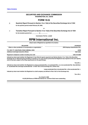 Thumbnail RPM International
 10-Q Quarterly Report FY 
