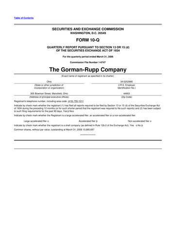 Vorschaubild Gorman-Rupp 10-Q Quartalsbericht  