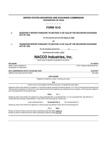 Thumbnail NACCO Industries
 10-Q Quarterly Report FY 