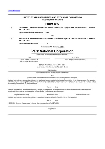 Thumbnail Park National Corp 10-Q Quarterly Report FY 