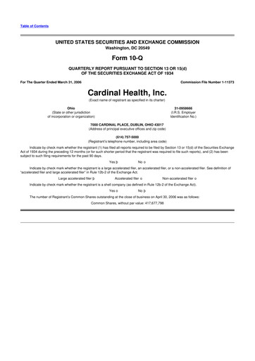 Thumbnail Cardinal Health 10-Q Quarterly Report FY 