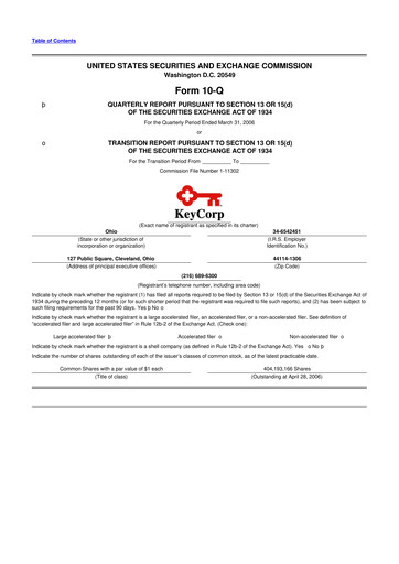 Miniature KeyCorp (KeyBank) 10-Q Rapport trimestriel  