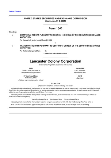 Vorschaubild The Marzetti Company 10-Q Quartalsbericht  