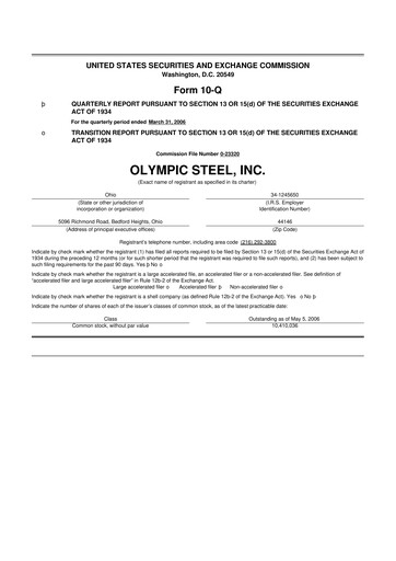 Thumbnail Olympic Steel
 10-Q Quarterly Report FY 