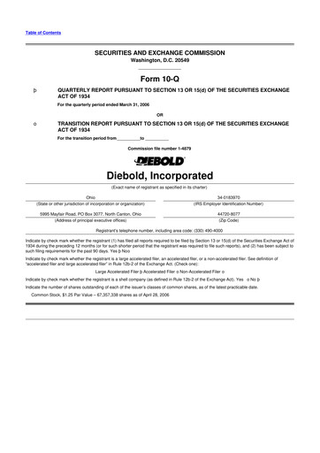 Thumbnail Diebold Nixdorf
 10-Q Quarterly Report FY 