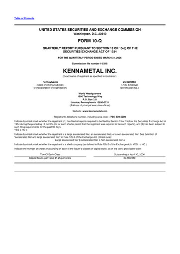 Vorschaubild Kennametal 10-Q Quartalsbericht  