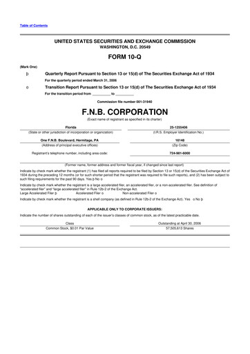 Thumbnail F.N.B. Corporation
 10-Q Quarterly Report FY 