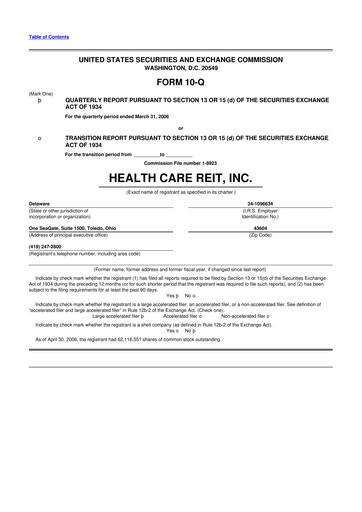Miniature Welltower
 10-Q Rapport trimestriel  