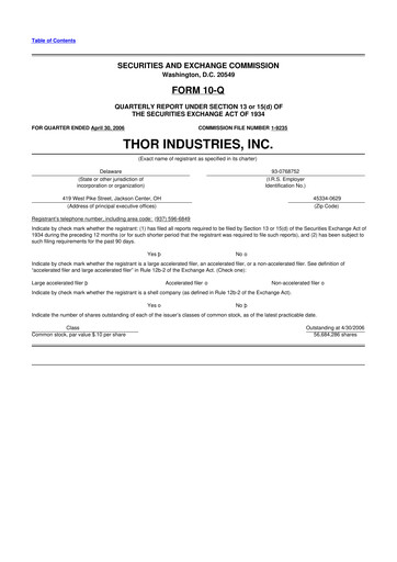 Thumbnail Thor Industries
 10-Q Quarterly Report FY 