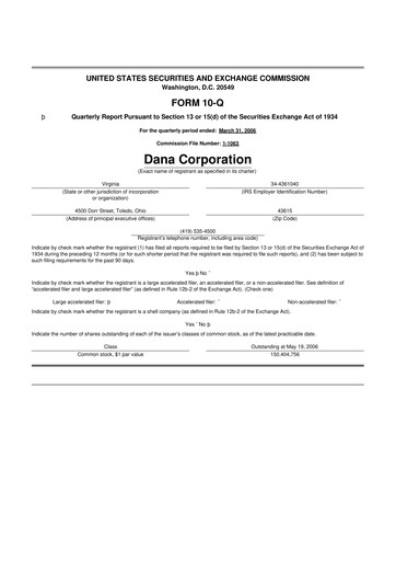 Thumbnail Dana Incorporated 10-Q Quarterly Report FY 