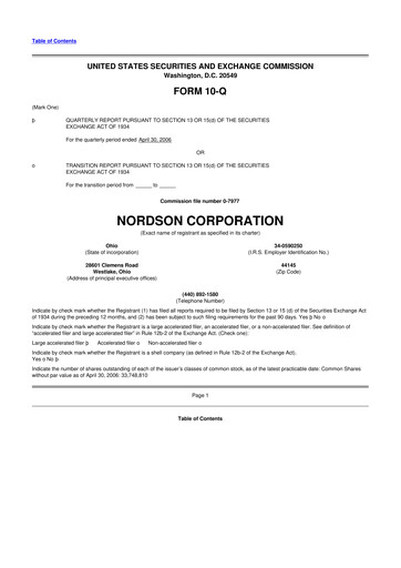 Thumbnail Nordson 10-Q Quarterly Report FY 