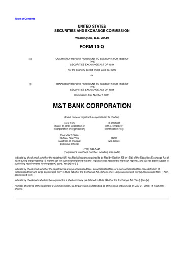 Thumbnail M&T Bank 10-Q Quarterly Report FY 