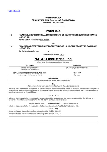 Thumbnail NACCO Industries
 10-Q Quarterly Report FY 