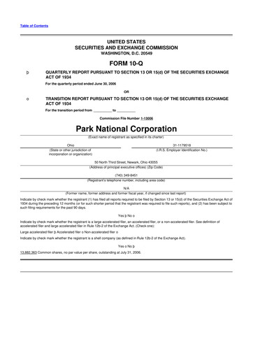 Thumbnail Park National Corp 10-Q Quarterly Report FY 
