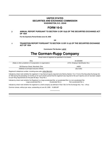 Vorschaubild Gorman-Rupp 10-Q Quartalsbericht  