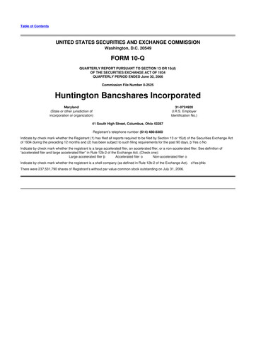 Thumbnail Huntington Bancshares
 10-Q Quarterly Report FY 