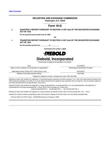 Thumbnail Diebold Nixdorf
 10-Q Quarterly Report FY 