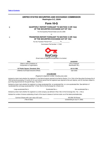 Miniature KeyCorp (KeyBank) 10-Q Rapport trimestriel  