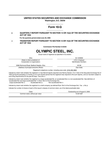 Thumbnail Olympic Steel
 10-Q Quarterly Report FY 