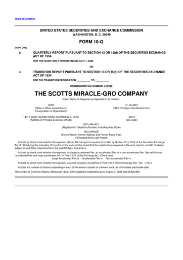 Thumbnail ScottsMiracle-Gro 10-Q Quarterly Report FY 