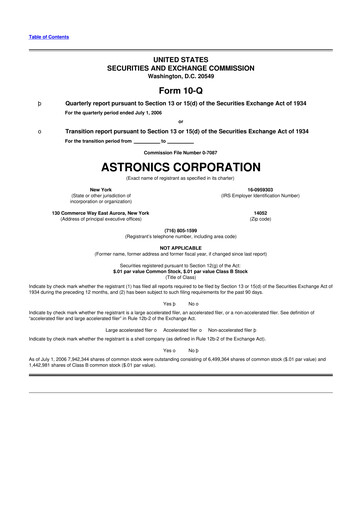 Thumbnail Astronics Corporation
 10-Q Quarterly Report FY 