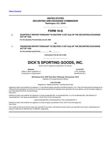Thumbnail Dick's Sporting Goods
 10-Q Quarterly Report FY 