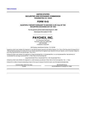 Vorschaubild Paychex 10-Q Quartalsbericht  