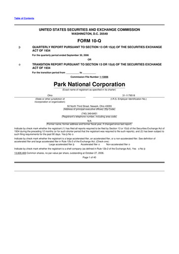 Thumbnail Park National Corp 10-Q Quarterly Report FY 