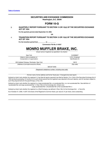 Thumbnail Monro 10-Q Quarterly Report FY 