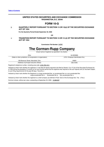 Vorschaubild Gorman-Rupp 10-Q Quartalsbericht  
