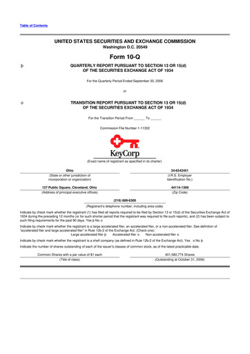 Miniature KeyCorp (KeyBank) 10-Q Rapport trimestriel  