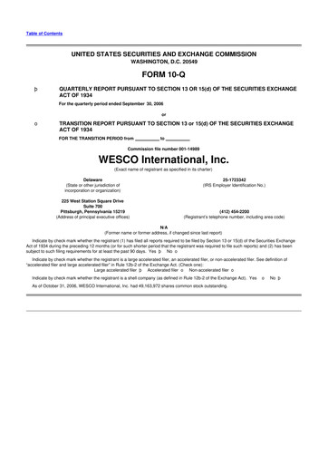 Vorschaubild WESCO International
 10-Q Quartalsbericht  