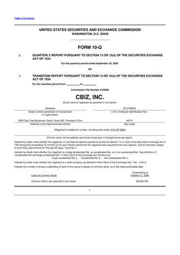 Thumbnail CBIZ 10-Q Quarterly Report FY 