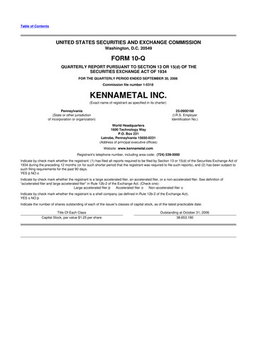 Vorschaubild Kennametal 10-Q Quartalsbericht  