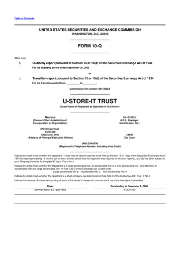 Thumbnail CubeSmart
 10-Q Quarterly Report FY 